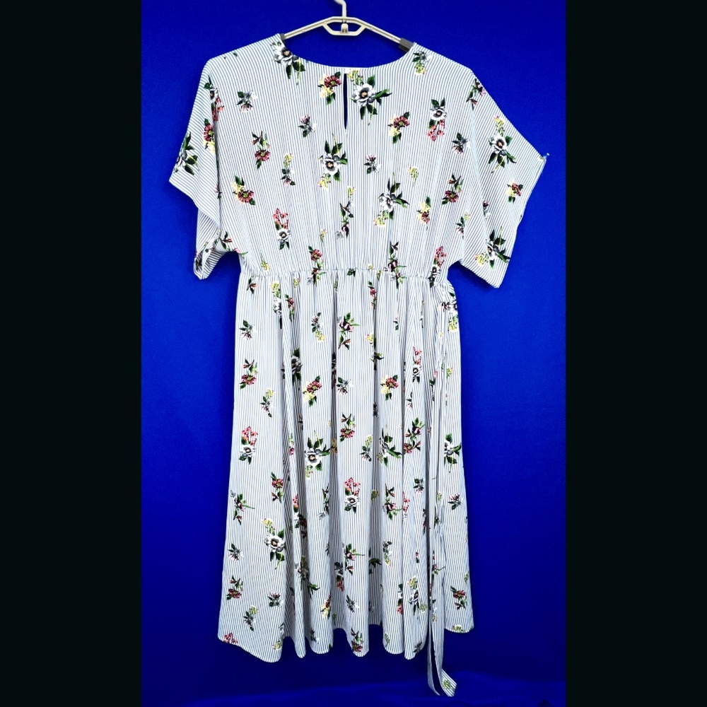 SOLD! •Like New |•XHILARATION•| Pretty Floral Striped Slit Maxi Romper Dress - Picture 3 of 14